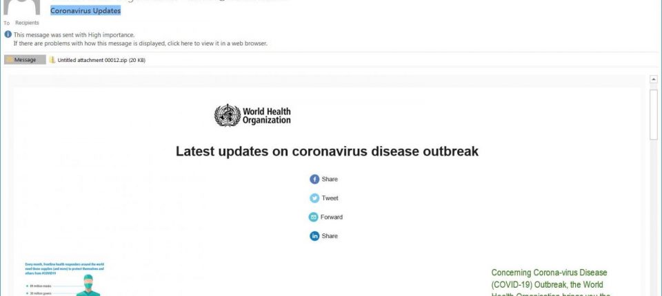 Coronavirus spam email