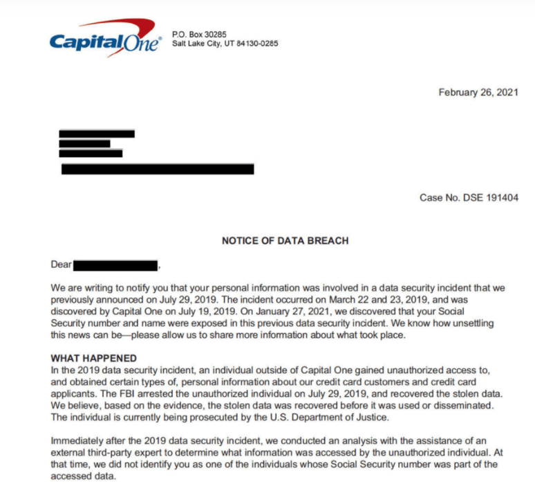 Capital One discovered more customers’ SSNs exposed in 2019 hack