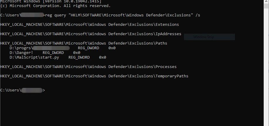Microsoft Defender exclusion list