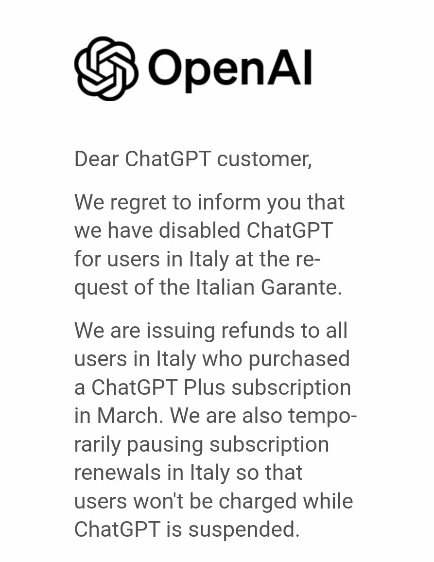 Italy’s Data Protection Authority temporarily blocks ChatGPT over privacy concerns