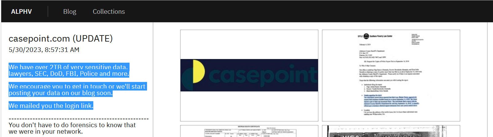 BlackCat claims the hack of the Casepoint legal technology platform used by US agencies