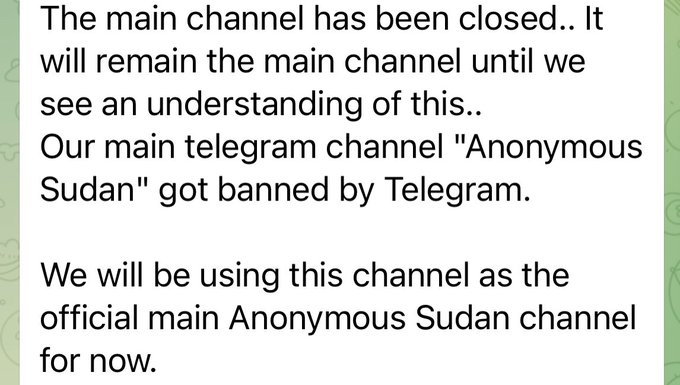 Anonymous Sudan launched a DDoS attack against Telegram