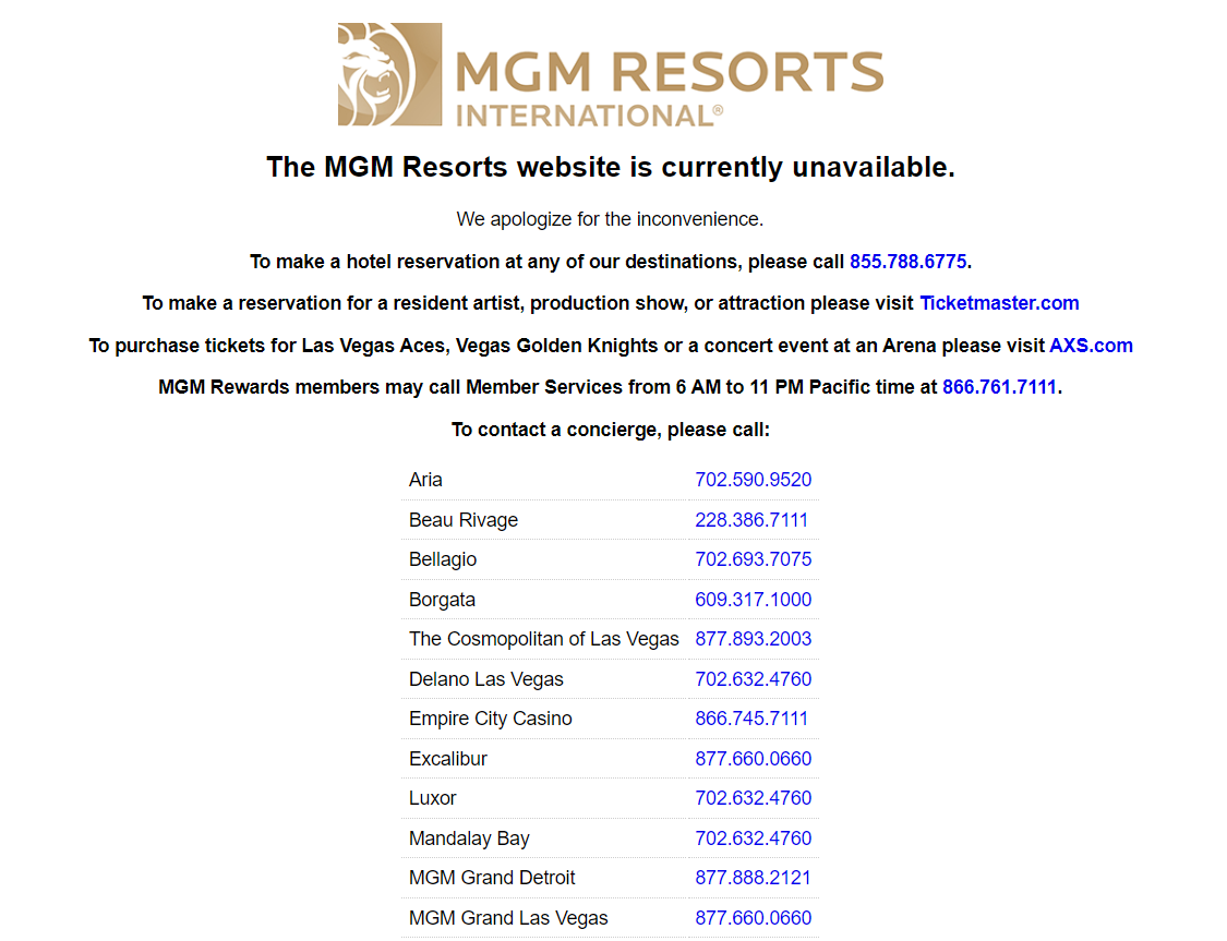 MGM Resorts hit by a cyber attack