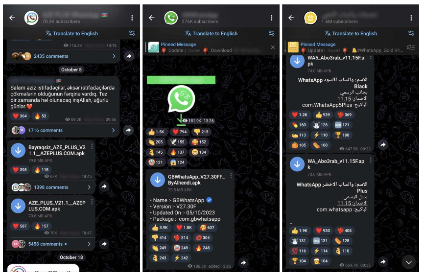 Multiple WhatsApp mods spotted containing the CanesSpy Spyware