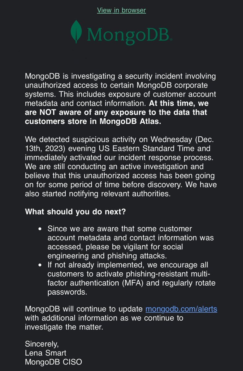 MongoDB investigates a cyberattack, customer data exposed