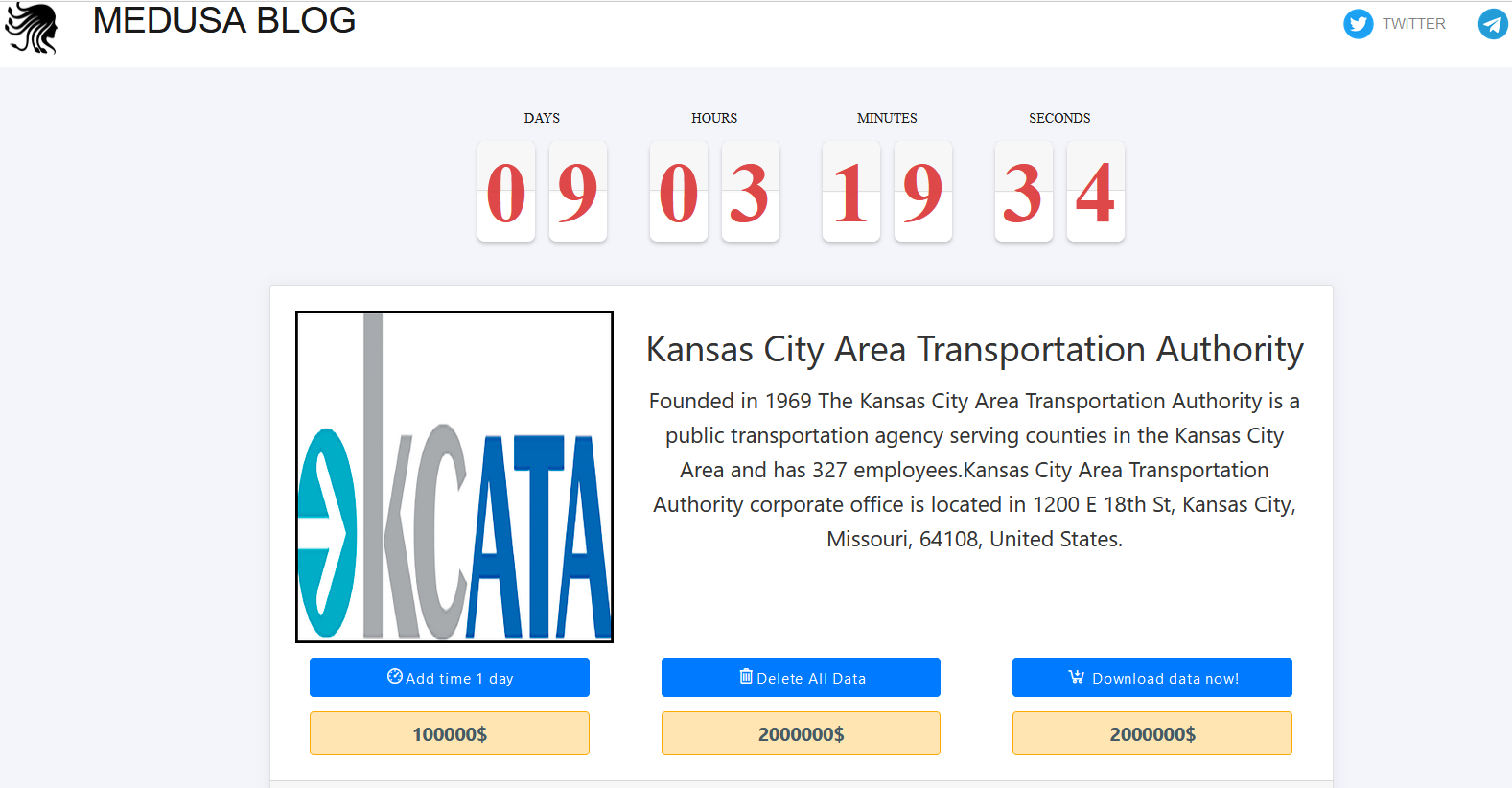 Medusa ransomware attack hit Kansas City Area Transportation Authority