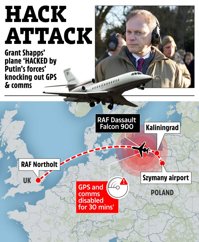 Defence Secretary jet hit by an electronic warfare attack in Poland