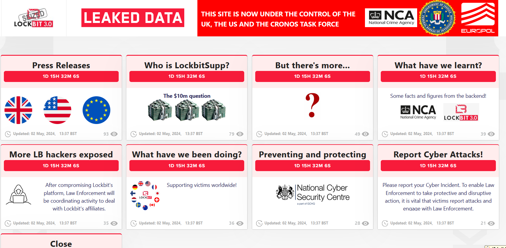 Law enforcement seized Lockbit group's website again