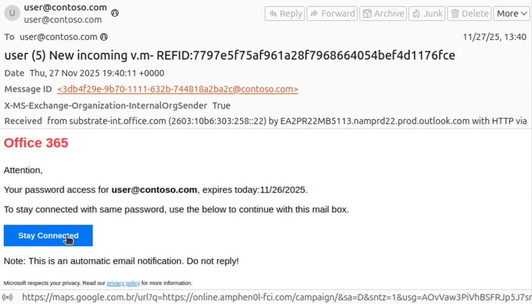 Misconfigured email routing enables internal-spoofed phishing